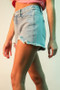 VERY J Raw Hem Pocketed Contrast Washed Denim Shorts