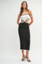 MABLE Ribbed Knit Color Block Cutout Midi Dress