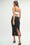 MABLE Ribbed Knit Color Block Cutout Midi Dress
