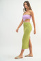 MABLE Ribbed Knit Color Block Cutout Midi Dress