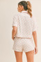 MABLE Polka Dot Collar Crop Top and Short Lounge Set