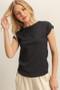 HYFVE Textured Round Neck Cap Sleeve Knit Top
