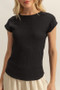 HYFVE Textured Round Neck Cap Sleeve Knit Top