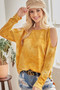 BiBi Tie-Dye French Terry Round Neck Cold Shoulder T-Shirt