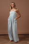 BiBi Vintage Washed Crinkle Gauze Wide Leg Overalls