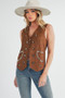 Aemi + Co Heart Rivet Detail Suede Vest Coat