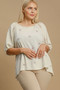 Umgee Full Size Linen Blend Ribbon Embroidered Top Plus Size