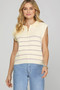 She + Sky Ribbed Hem Striped Half Zip Sweater Vest
