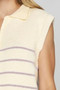 She + Sky Ribbed Hem Striped Half Zip Sweater Vest