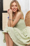 ADORA Smocked Ruffled Wide Strap Mini Dress