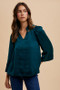 Annie Wear Satin Notched Three-Quarter Sleeve Blouse