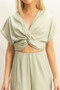 HYFVE Twisted Front Short Sleeve Top and Wide Leg Pants Set