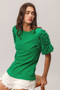 BiBi Short Mesh Flower Sleeve Knit Top