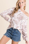 BiBi Tie Dye Print Terry Top with Front Patch Pocket
