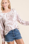BiBi Tie Dye Print Terry Top with Front Patch Pocket