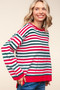 Haptics Full Size Striped Contrast Side Slit Knit Top