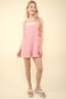 VERY J Tie Shoulder Front Pocket Striped Contrast Romper