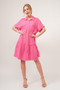 And The Why Full Size Raw Edge Washed Tiered Shirt Dress