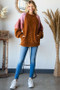 Culture Code Color Block Faux Fur Raglan Sleeve Sweatshirt