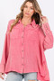 SAGE + FIG Frayed Hem Side Slit Button Down Shirt