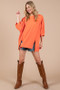 Ces Femme Side Slit Drop Shoulder Puff Sleeve Sweatshirt