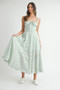 MABLE Floral Print Bustier Back Lace Up Midi Dress