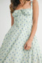 MABLE Floral Print Bustier Back Lace Up Midi Dress