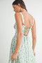 MABLE Floral Print Bustier Back Lace Up Midi Dress