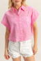 HYFVE Lightweight Eyelet Button Down Short Sleeve Shirt