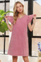 ADORA Mineral Washed V-Neck Ruffled Cap Sleeve Dress