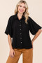 Mittoshop Airflow Short Bubble Sleeve Button Down Shirt