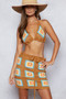 POL Crochet Halter Neck Cami and Skirt Sweater Set