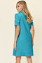 Double Take Full Size Texture Collared Neck Short Sleeve Dress