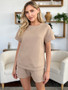 Double Take Full Size Texture Short Sleeve T-Shirt and Drawstring Shorts Set
