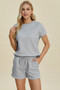Double Take Full Size Texture Short Sleeve Top and Shorts Set