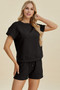 Double Take Full Size Texture Short Sleeve Top and Shorts Set