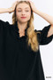 Umgee Linen Scallop Trim V-Neck Blouse