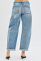 RISEN Full Size Slouchy Ankle Length Barrel Jeans with Cuffs Plus Size