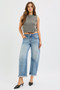 RISEN Full Size Slouchy Ankle Length Barrel Jeans with Cuffs Plus Size