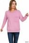 Zenana French Terry Washed Raw Edge Front Pocket Pullover