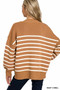 Zenana Exposed Seam Striped Oversized Sweater