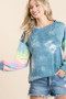 BiBi Tie Dye French Terry Top With Contrast Tie Dye