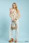 Umgee Block Floral Print Top