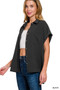 Zenana Full Size Woven Airflow Button Down Shirt Plus Size