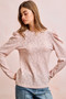 BiBi Textured Flower Knit Puff Shoulder Top