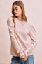 BiBi Textured Flower Knit Puff Shoulder Top