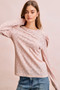 BiBi Textured Flower Knit Puff Shoulder Top