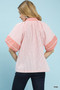 Umgee Striped Mixed Puff Sleeve Blouse