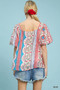 Umgee Patchwork Puff Sleeve Smocked Blouse