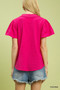 Umgee Seersucker Short Sleeve Top with Lace Trim